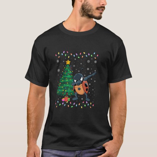 Dabbing lieveheersbeestje Xmas Tree Lights Ugly Ch T-shirt (Voorkant)