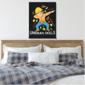 Dabbing Lineman Skills Gift Vader Mannen Lineman Canvas Afdruk (Insitu (Slaapkamer))