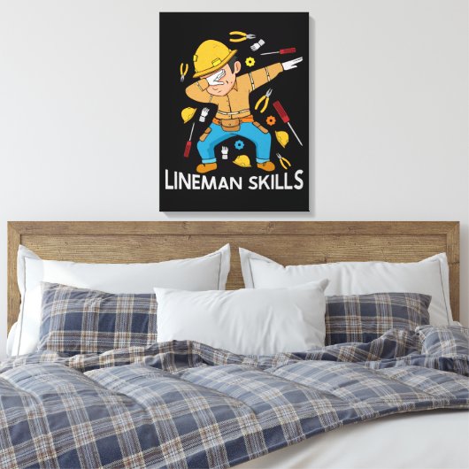 Dabbing Lineman Skills Gift Vader Mannen Lineman Canvas Afdruk (Insitu (Slaapkamer))