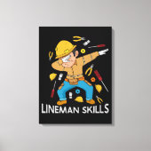 Dabbing Lineman Skills Gift Vader Mannen Lineman Canvas Afdruk (Voorkant)