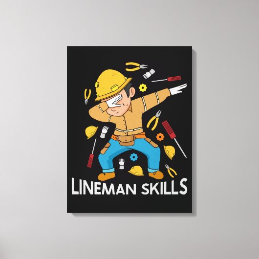 Dabbing Lineman Skills Gift Vader Mannen Lineman Canvas Afdruk (Voorkant)