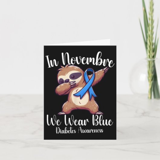 Dabbing Luiaard In November dragen we Blauwe Diabe Kaart (Voorkant)