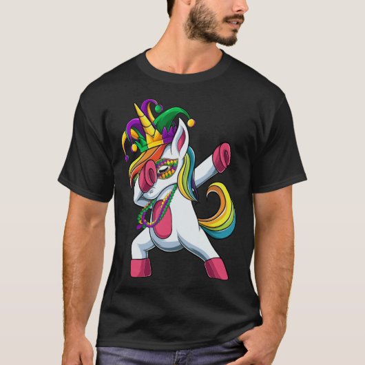 Dabbing Mardi Gras Unicorn Apparel Jester Women gi T-shirt (Voorkant)