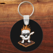 Dabbing Marshmallow Camping S'mores Kawaii S'mores Sleutelhanger (Voorkant)