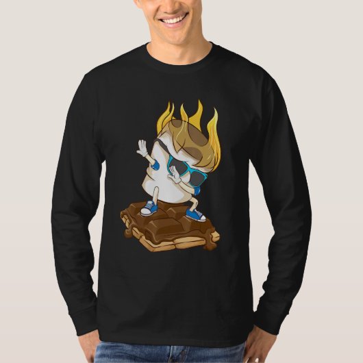 Dabbing Marshmallow Smores Cool Camping Dance T-shirt (Voorkant)