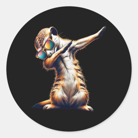 Dabbing Meerkat Dancing Dab Surikate Ronde Sticker (Voorkant)