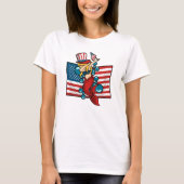 Dabbing Mermaid American Flag Patriotic T-Shirt (Voorkant)