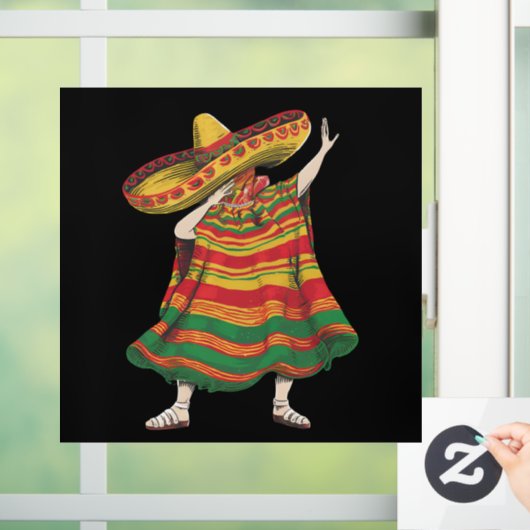 Dabbing Mexicaanse Poncho Cinco De Mayo Feest Part Raamsticker (Huis)