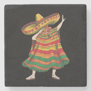 Dabbing Mexicaanse Poncho Cinco De Mayo Feest Part Stenen Onderzetter
