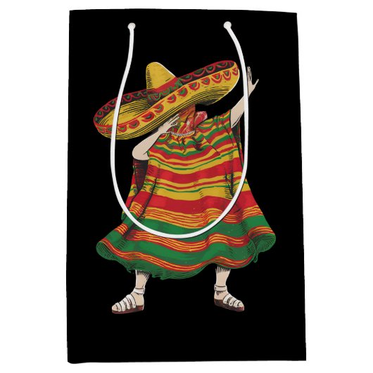 Dabbing Mexicaanse Poncho Cinco De Mayo Feestfeest Medium Cadeauzakje (Voorkant)
