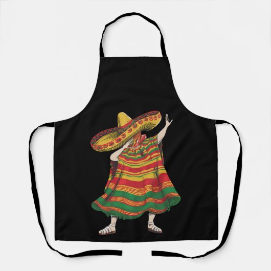 Dabbing Mexicaanse Poncho Cinco De Mayo Feestfeest Schort (Voorkant)