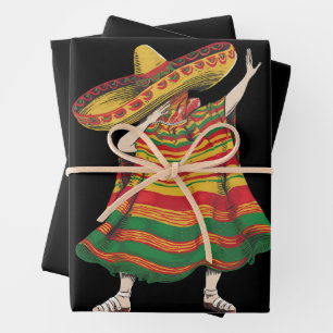 Dabbing Mexicaanse Poncho Cinco De Mayo Feestje Inpakpapier Vel