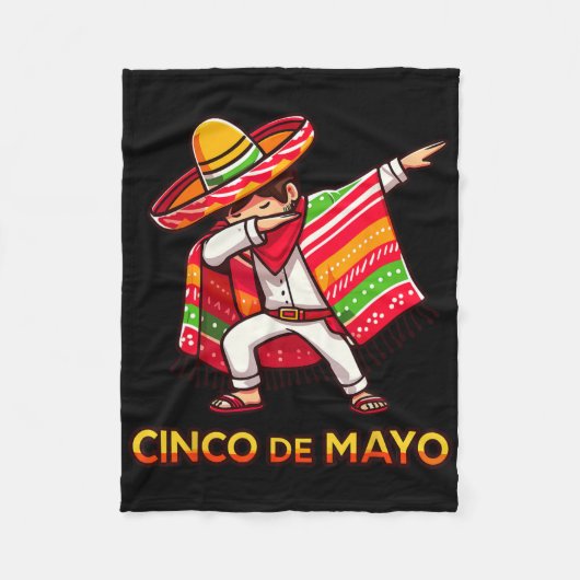 Dabbing Mexicaanse Poncho Cinco De Mayo Fiesta 3 Fleece Deken (Voorkant)