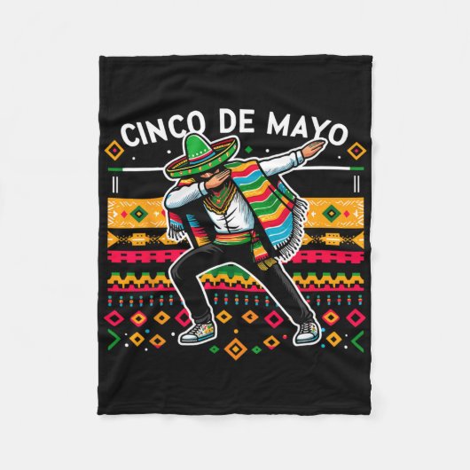 Dabbing Mexicaanse Poncho Cinco De Mayo Fiesta 4 Fleece Deken (Voorkant)