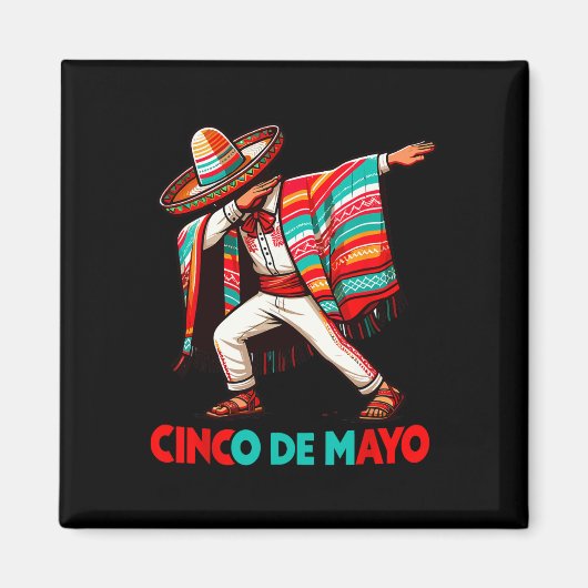 Dabbing Mexicaanse Poncho Cinco de Mayo Fiesta Magneet (Voorkant)