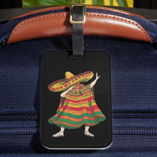 Dabbing Mexicaanse Poncho Cinco de Mayo Fiesta Par Bagagelabel (Voorkant Insitu 2)