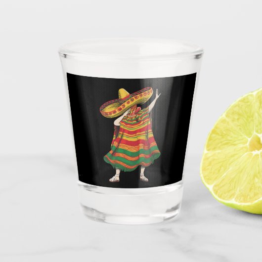 Dabbing Mexicaanse Poncho Cinco de Mayo Fiesta Par Shot Glas (Voorkant)