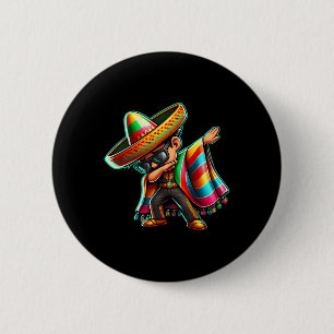 Dabbing Mexicaanse Poncho Cinco De Mayo Jongens Ma Ronde Button 5,7 Cm