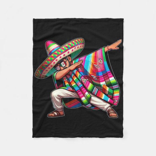 Dabbing Mexicaanse Poncho Cinco De Mayo Mannen Som Fleece Deken (Voorkant)
