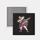 Dabbing Mexicaanse Poncho Cinco De Mayo Mannen Som Magneet (Voorkant / Achterkant)