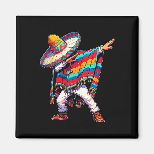 Dabbing Mexicaanse Poncho Cinco De Mayo Mannen Som Magneet (Voorkant)