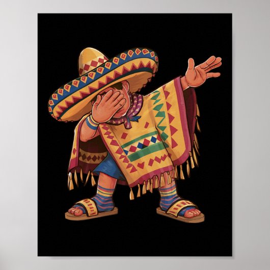 Dabbing Mexicaanse Poncho Dab Dance Cinco de Mayo Poster (Voorkant)
