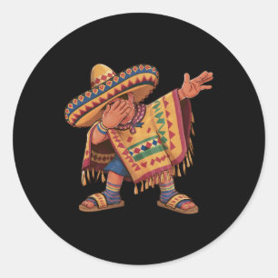 Dabbing Mexicaanse Poncho Dab Dans Cinco De Mayo G Ronde Sticker