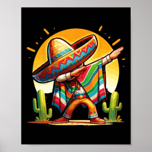 Dabbing Mexicaanse Poncho Sombrero Dab Dance Cinco Poster