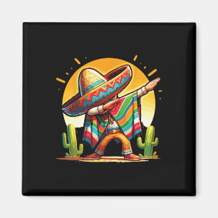 Dabbing Mexicaanse Poncho Sombrero Dab Dans Cinco Magneet