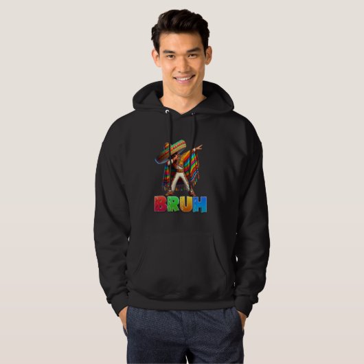 Dabbing Mexican Boy Bruh Poncho Cinco de Mayo Mann Hoodie (Voorkant volledig)