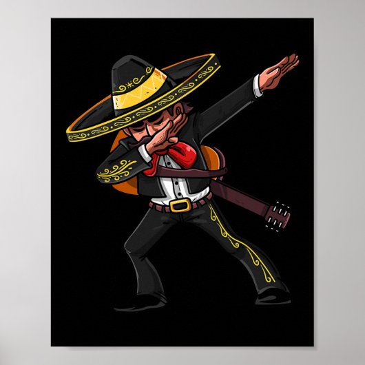 Dabbing Mexican Mariachi Cinco De Mayo Kostuum T-s Poster (Voorkant)