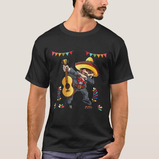 Dabbing Mexican Mariachi with Guitar Cinco de Mayo T-shirt (Voorkant)