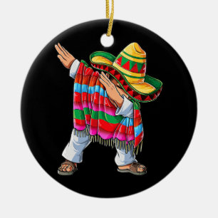 Dabbing Mexican Poncho Cinco De Mayo boys Mannen Keramisch Ornament