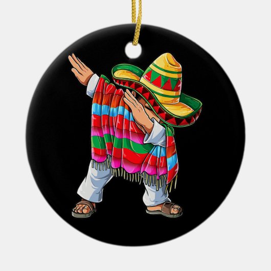 Dabbing Mexican Poncho Cinco De Mayo boys Mannen Keramisch Ornament (Voorkant)