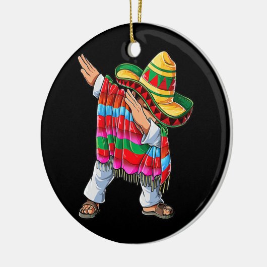 Dabbing Mexican Poncho Cinco De Mayo boys Mannen Keramisch Ornament (Links)