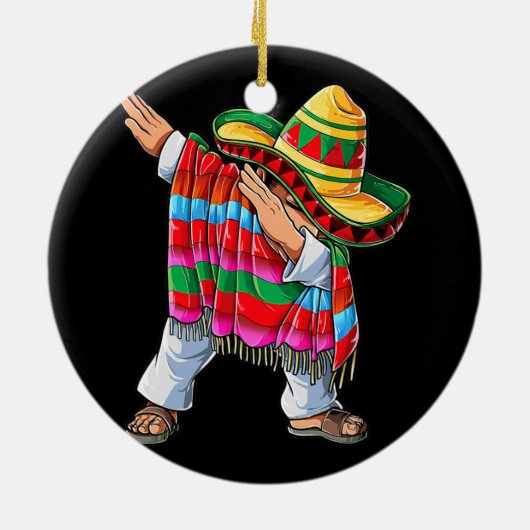 Dabbing Mexican Poncho Cinco De Mayo boys Mannen Keramisch Ornament (Achterkant)