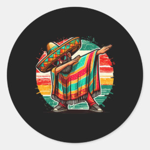 Dabbing Mexican Poncho Cinco De Mayo Boys Mannen M Ronde Sticker