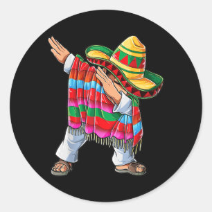 Dabbing Mexican Poncho Cinco de Mayo Boys Mannen Ronde Sticker