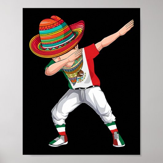 Dabbing Mexican Poncho Cinco De Mayo boys Mannen S Poster (Voorkant)