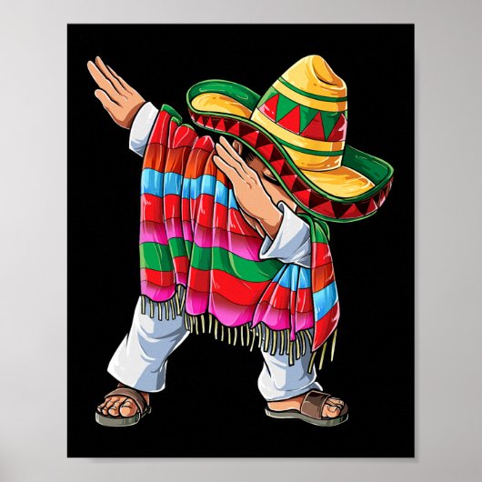 Dabbing Mexican Poncho Cinco De Mayo Boys Mannen S Poster (Voorkant)