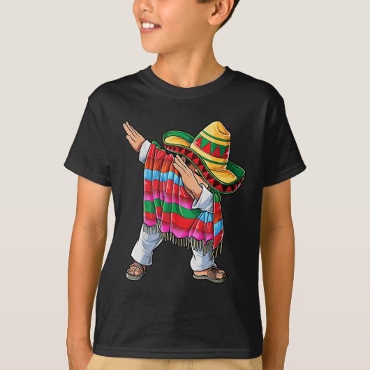 Dabbing Mexican Poncho Cinco De Mayo Boys Mannen S T-shirt (Voorkant)