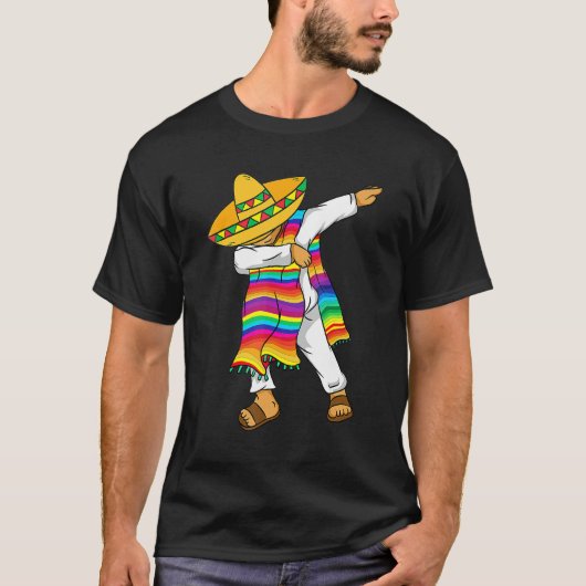 Dabbing Mexican Poncho Cinco De Mayo Costume T-shi T-shirt (Voorkant)