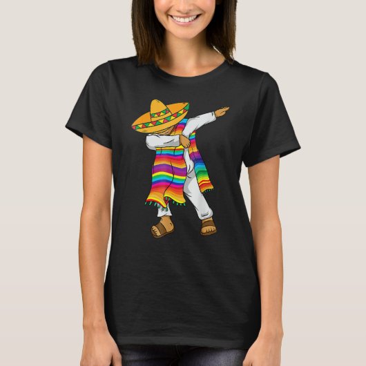 Dabbing Mexican Poncho Cinco De Mayo Costume T-shi T-shirt (Voorkant)