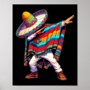 Dabbing Mexican Poncho Cinco De Mayo Mannen Sombre Poster