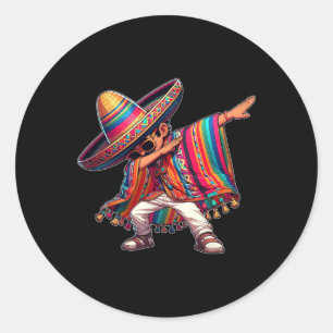 Dabbing Mexican Poncho Cinco De Mayo Mannen Sombre Ronde Sticker