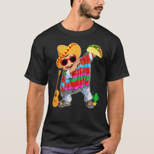 Dabbing Mexican Poncho Cinco de Mayo Men Sombrero T-shirt (Voorkant)