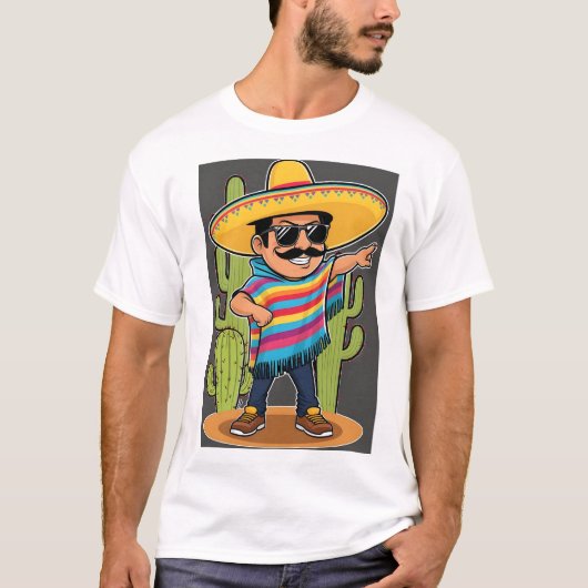 Dabbing Mexican Poncho Cinco de Mayo Men Sombrero T-shirt (Voorkant)