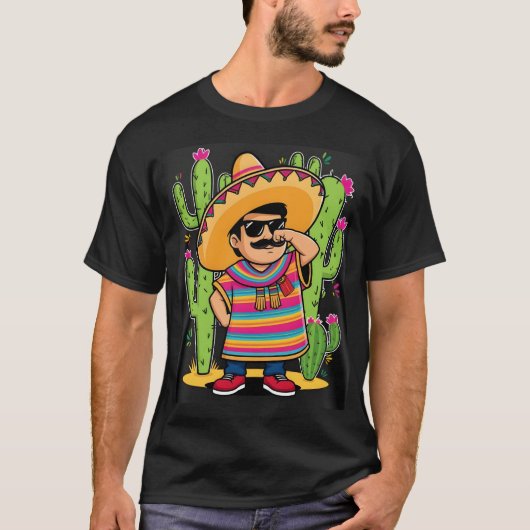 Dabbing Mexican Poncho Cinco de Mayo Men Sombrero T-shirt (Voorkant)