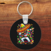 Dabbing Mexican Poncho Cinco De Mayo Sleutelhanger (Voorkant)
