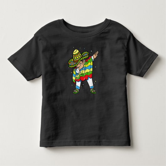 Dabbing Mexican Poncho Sombrero Cinco de Mayo Part Kinder Shirts (Voorkant)